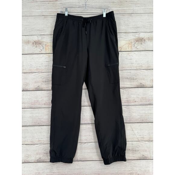 Eddie Bauer Flannel Lined Cargo Jogger Pants Womens 8 Black 5 Pocket - Picture 1 of 13